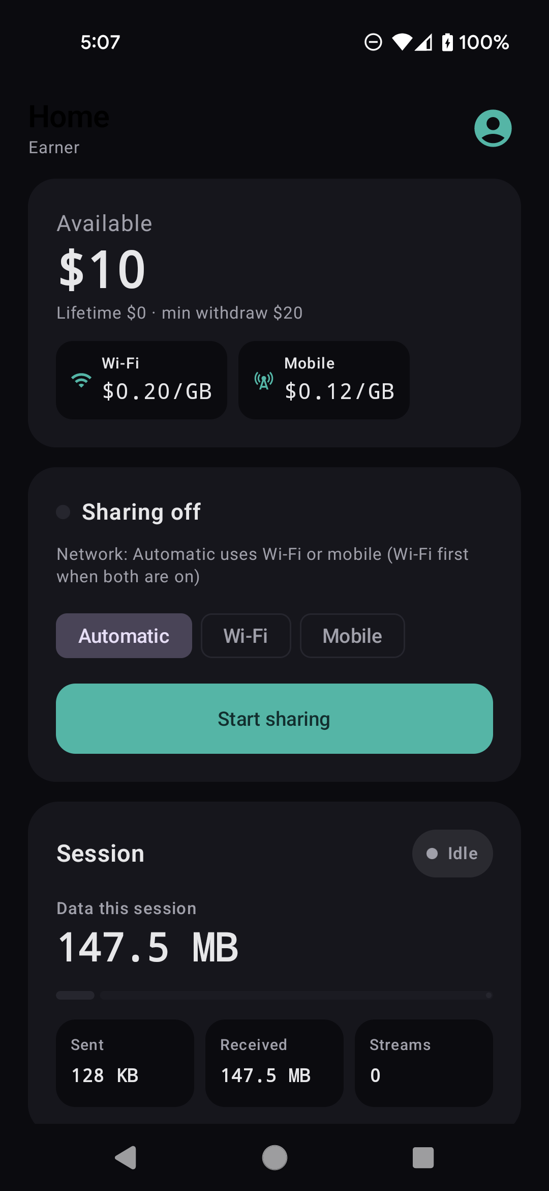 BusyProxy Android — Home · ready