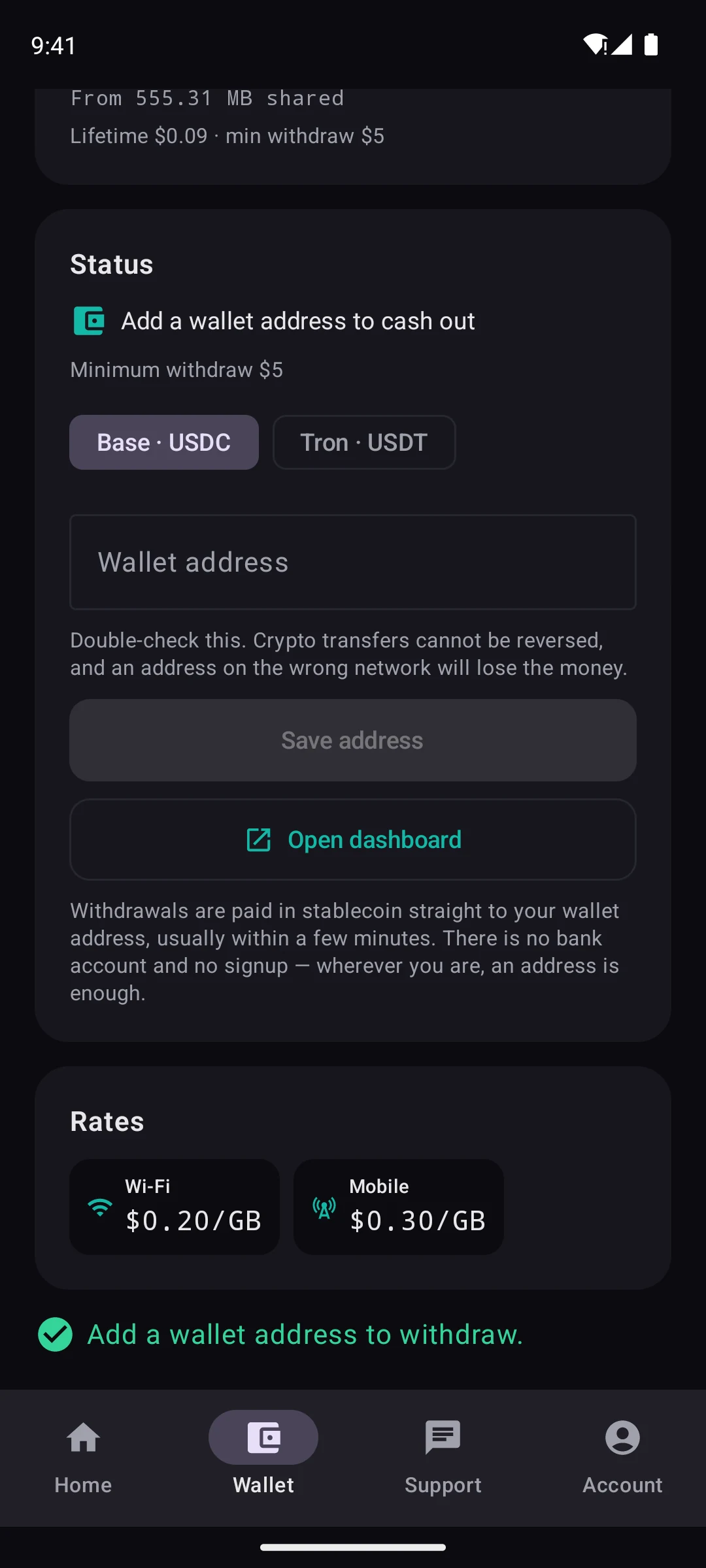 BusyProxy Android — Wallet